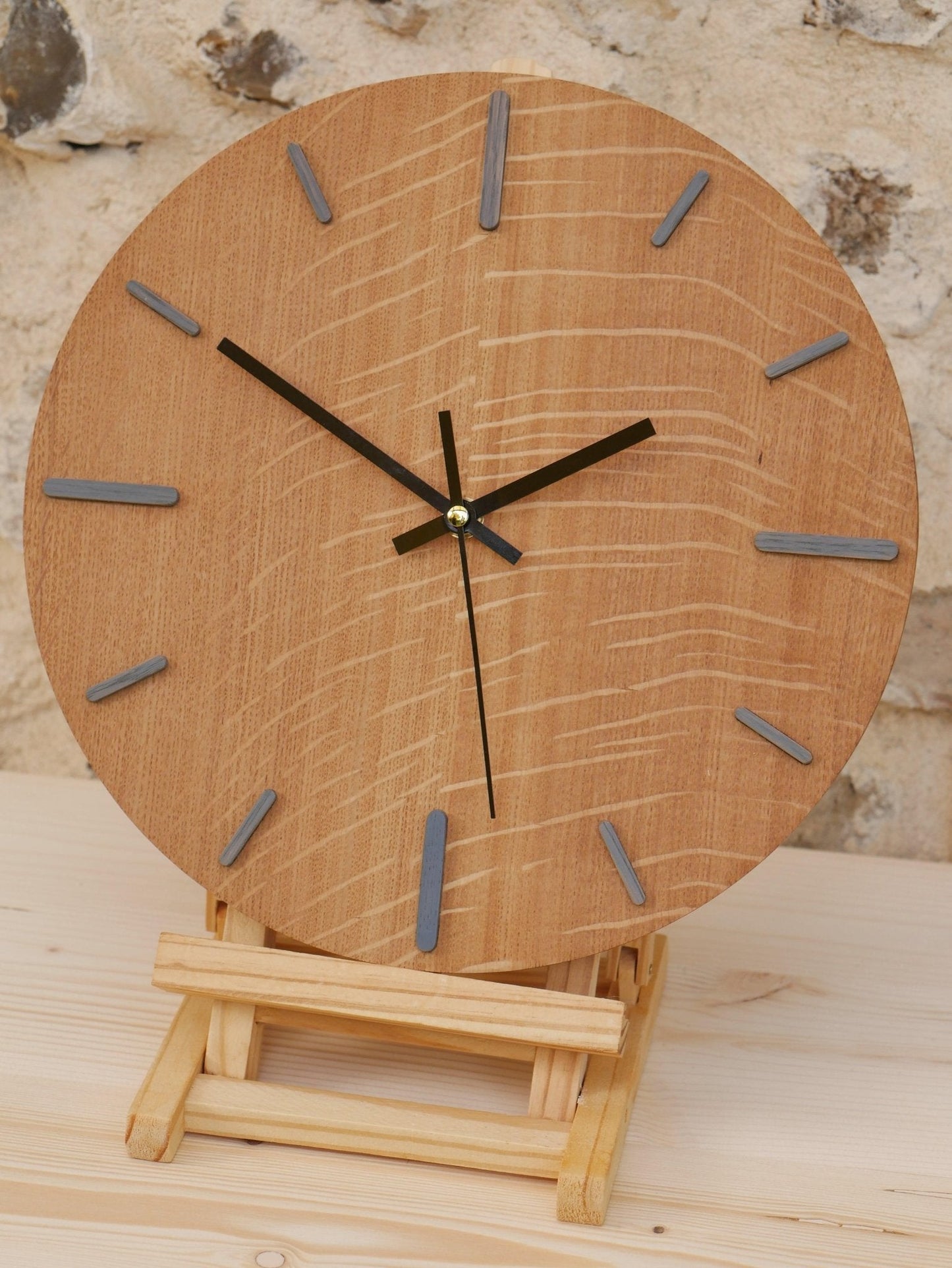 Horloge Chêne Massif - Style Bâtons - Bois Création