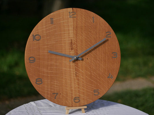 Horloge Chêne Massif - Chiffres Arabes - Bois Création