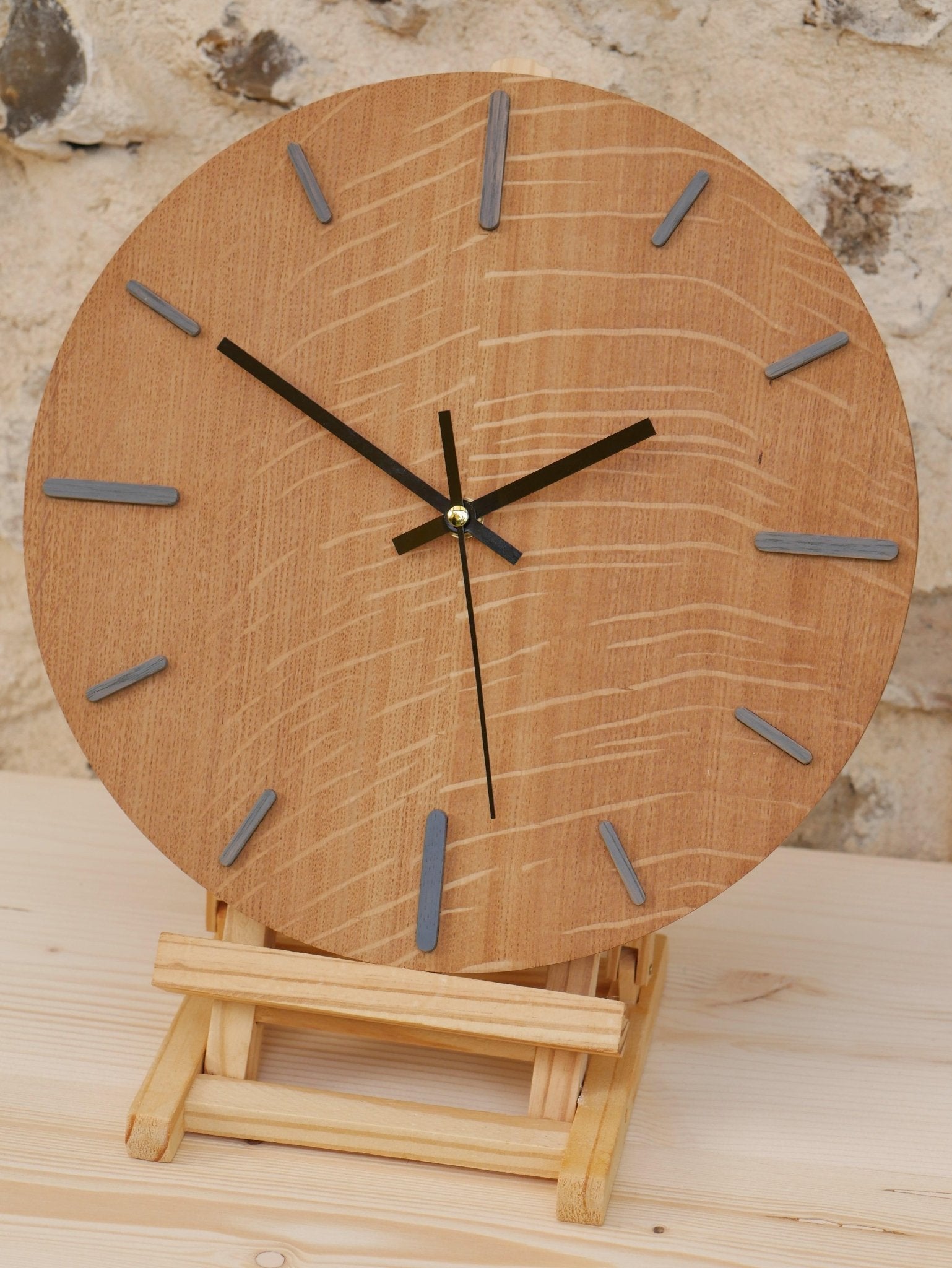 Horloge Chêne Massif - Style Bâtons - Bois Création