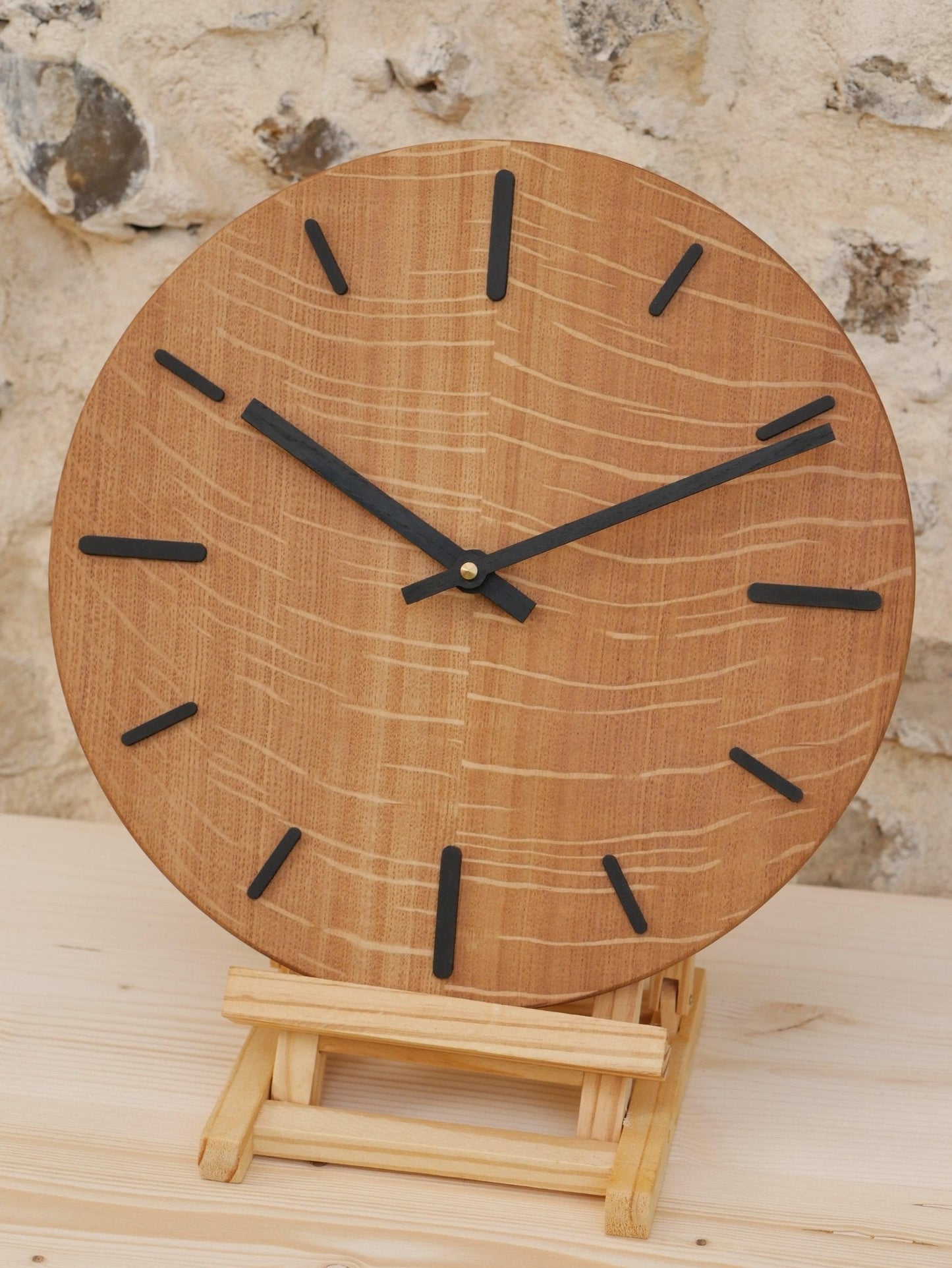 Horloge Chêne Massif - Style Bâtons